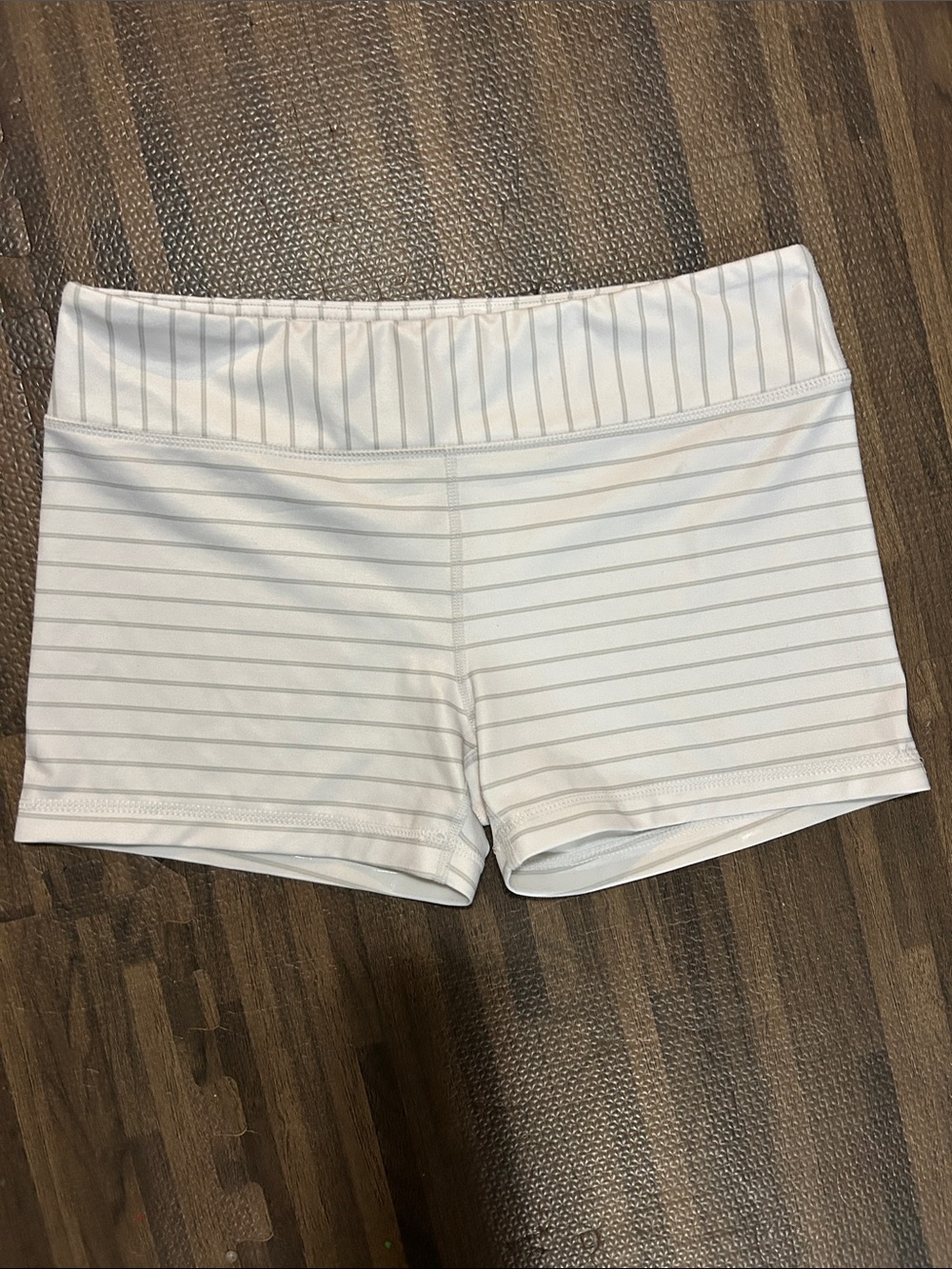 IAB Women’s White Stripe Athletic Shorts with Wide Waistband